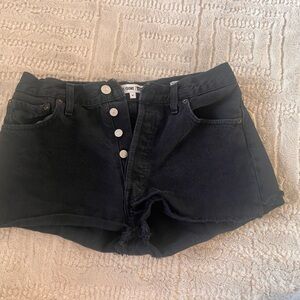 Re/Done Black Jean Shorts with High-Waisted Fit
